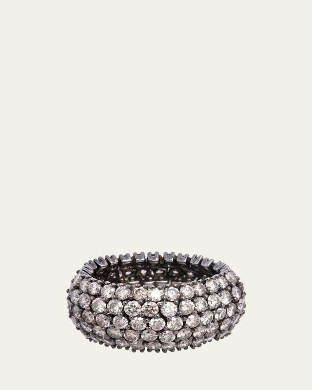 18K White Gold Cognac Diamond Wide Flex Ring, Size 6